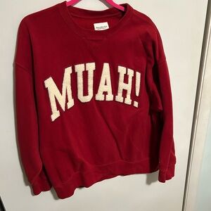 Abercrombie & Fitch Red "MUAH!" Crewneck Sweatshirt